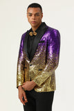 Sparkly Purple and Golden Sequins Men's Formal Blazer