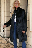 Black Long Faux Fur Shearling Coat with Belt