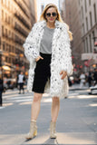 White Oversized Knee Length Faux Fur Shearling Coat