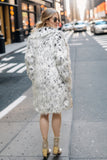 White Oversized Knee Length Faux Fur Shearling Coat