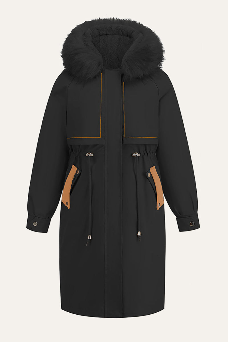 Load image into Gallery viewer, Black Winter Parka Jacket with Removable Liner