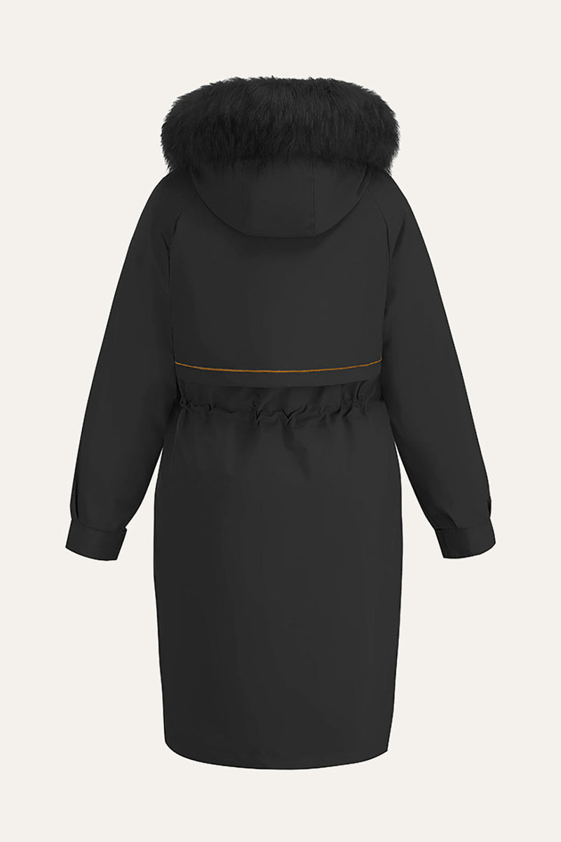 Load image into Gallery viewer, Black Winter Parka Jacket with Removable Liner