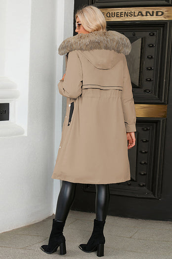 Black Winter Parka Jacket with Removable Liner