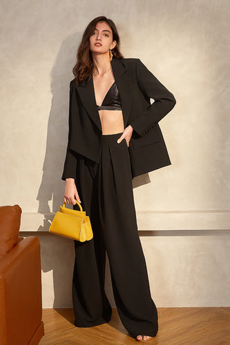 Black Asymmetrical Oversized Formal Blazer For Women