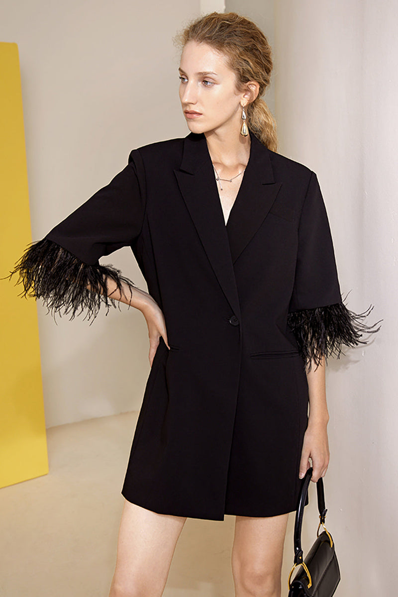 Load image into Gallery viewer, Oversized Formal Blazer For Women with Feathers