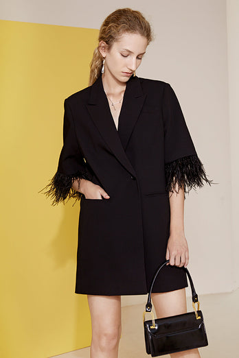 Oversized Formal Blazer For Women with Feathers