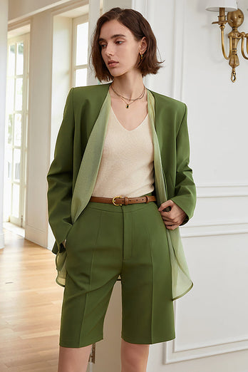 Green Oversized Formal Blazer For Women