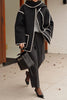 Load image into Gallery viewer, Black Scarf Neck Wool Peacoat with Tassel