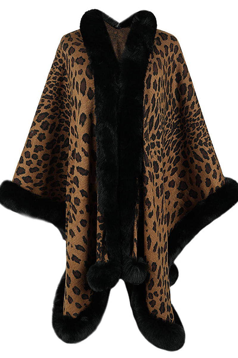 Load image into Gallery viewer, Brown Leopard Printed Oversized Women Coat with Feathers