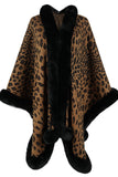 Brown Leopard Printed Oversized Women Coat with Feathers