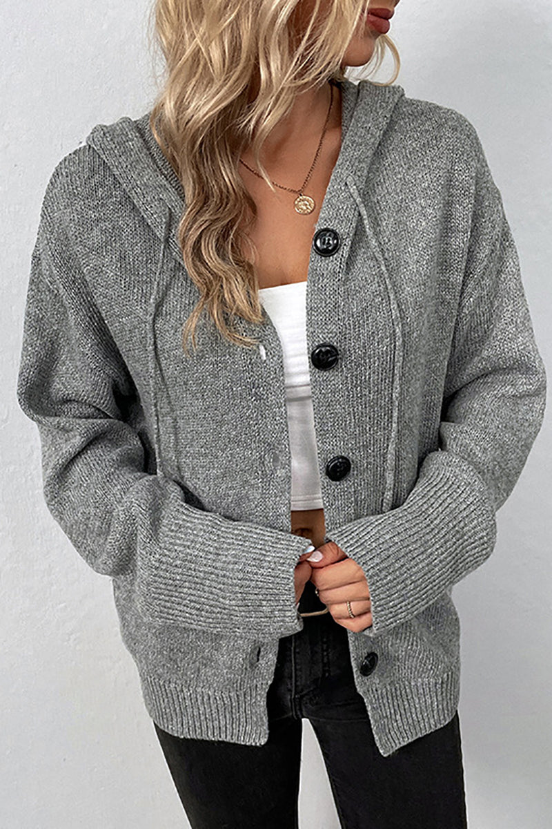 Load image into Gallery viewer, Grey Hooded Knitted Oversized Sweater Cardigan