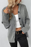 Grey Hooded Knitted Oversized Sweater Cardigan