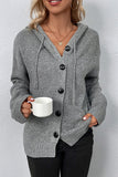 Grey Hooded Knitted Oversized Sweater Cardigan