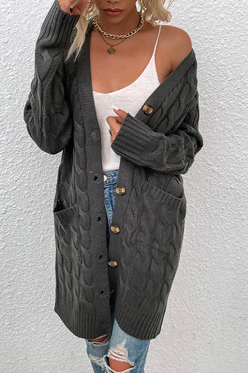 Black Knitted Long Sweater Cardigan