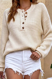 White Button Knitted Pullover Sweater