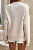 White Button Knitted Pullover Sweater