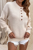 White Button Knitted Pullover Sweater