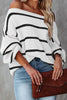 Load image into Gallery viewer, Blush Off the Shoulder Striped Oversized Sweater