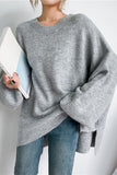 Blue Long Sleeves Oversized Pullover Sweater