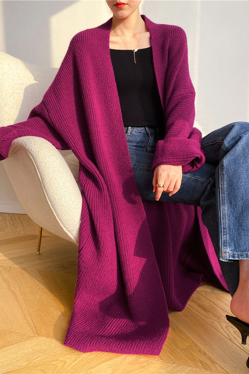 Load image into Gallery viewer, Fuchsia Oversized Long Knitted Sweater Cardigan
