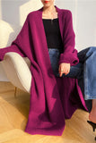 Fuchsia Oversized Long Knitted Sweater Cardigan