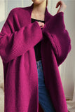 Fuchsia Oversized Long Knitted Sweater Cardigan