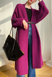 Fuchsia Oversized Long Knitted Sweater Cardigan