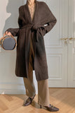 Black Long Knitted Sweater Cardigan with Belt