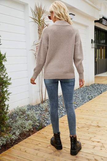 Apricot Color Block Knitted Pullover Sweater