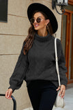 Black Knitted High Neck Pullover Sweater