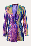 Sparkly Purple Sequins Formal Women Blazer