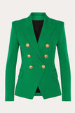 Green Double Breasted Peak Lapel Women Formal Blazer