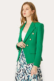 Green Double Breasted Peak Lapel Women Formal Blazer