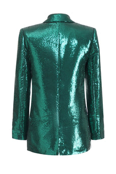 Sparkly Dark Green Sequins 2 Piece Women Blazer with Skirt
