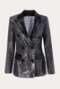 Load image into Gallery viewer, Sparkly Black Sequins Double Breasted Women Formal Blazer