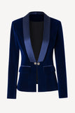 Black Shawl Lapel Velvet Women Blazer