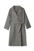 Load image into Gallery viewer, Grey Double Breasted Long Wool Blend Coat with Belt