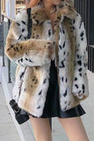 Khaki Print Long Faux Fur Coat