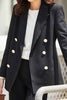Load image into Gallery viewer, Black Double Breasted Peak Lapel Women Coat