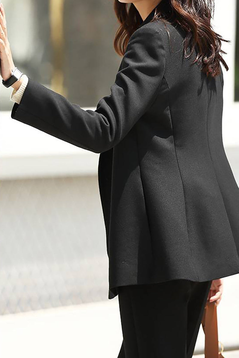 Load image into Gallery viewer, Black Double Breasted Peak Lapel Women Coat