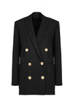 Black Double Breasted Peak Lapel Women Prom Blazer