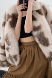 Khaki Shawl Lapel Midi Faux Fur Shearling Coat