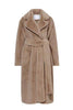 Load image into Gallery viewer, Khaki Faux Fur Shearling Long Open Front Coat with Belt