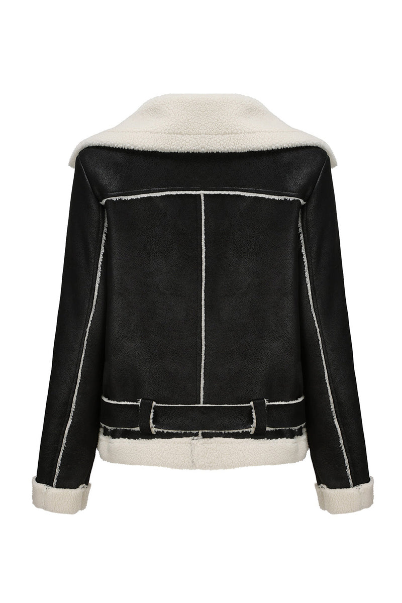 Load image into Gallery viewer, Black Fleece PU Cropped Fitted Women Jacket