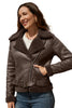 Load image into Gallery viewer, Black Fleece PU Cropped Fitted Women Jacket