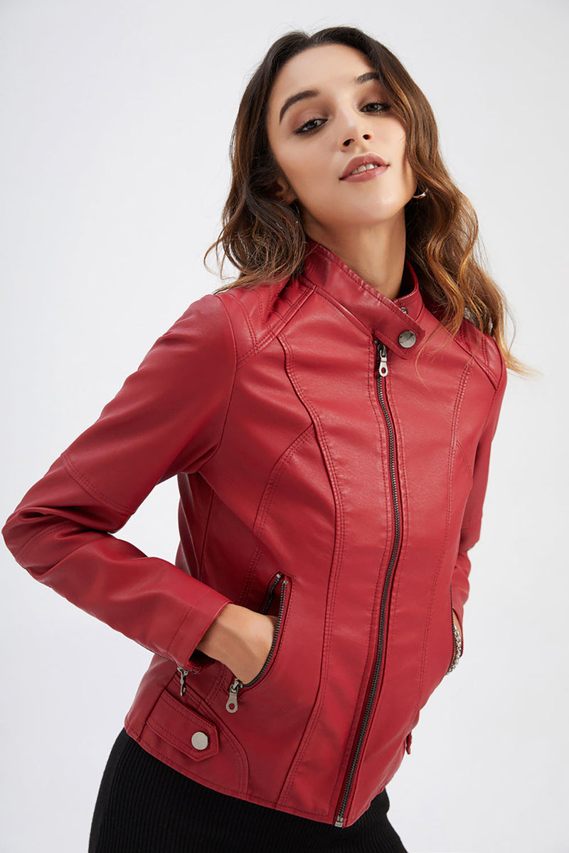 Load image into Gallery viewer, Black Zipper Front Fitted PU Women Jacket