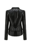 Notched Lapel Apricot Detachable Zipper Short Jacket