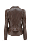 Notched Lapel Apricot Detachable Zipper Short Jacket