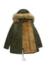 Load image into Gallery viewer, Army Green Fur Collar Drawstring Waist Thickened Mid Coat
