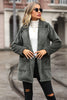 Load image into Gallery viewer, Grey Mid Length Notched Lapel Fleece Coat